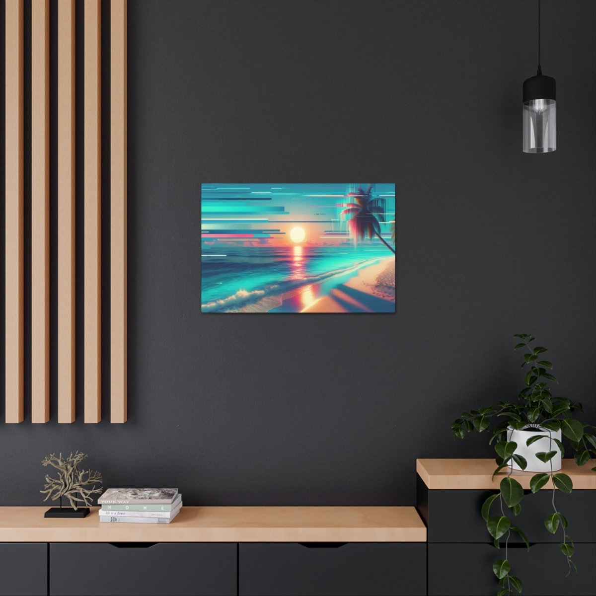 Pixelated Palm Paradise - Glitch Wall Art - Neodigitalis Artimata