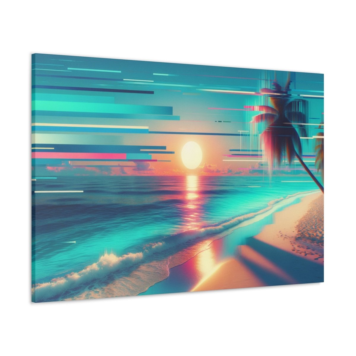 Pixelated Palm Paradise - Glitch Wall Art - Neodigitalis Artimata