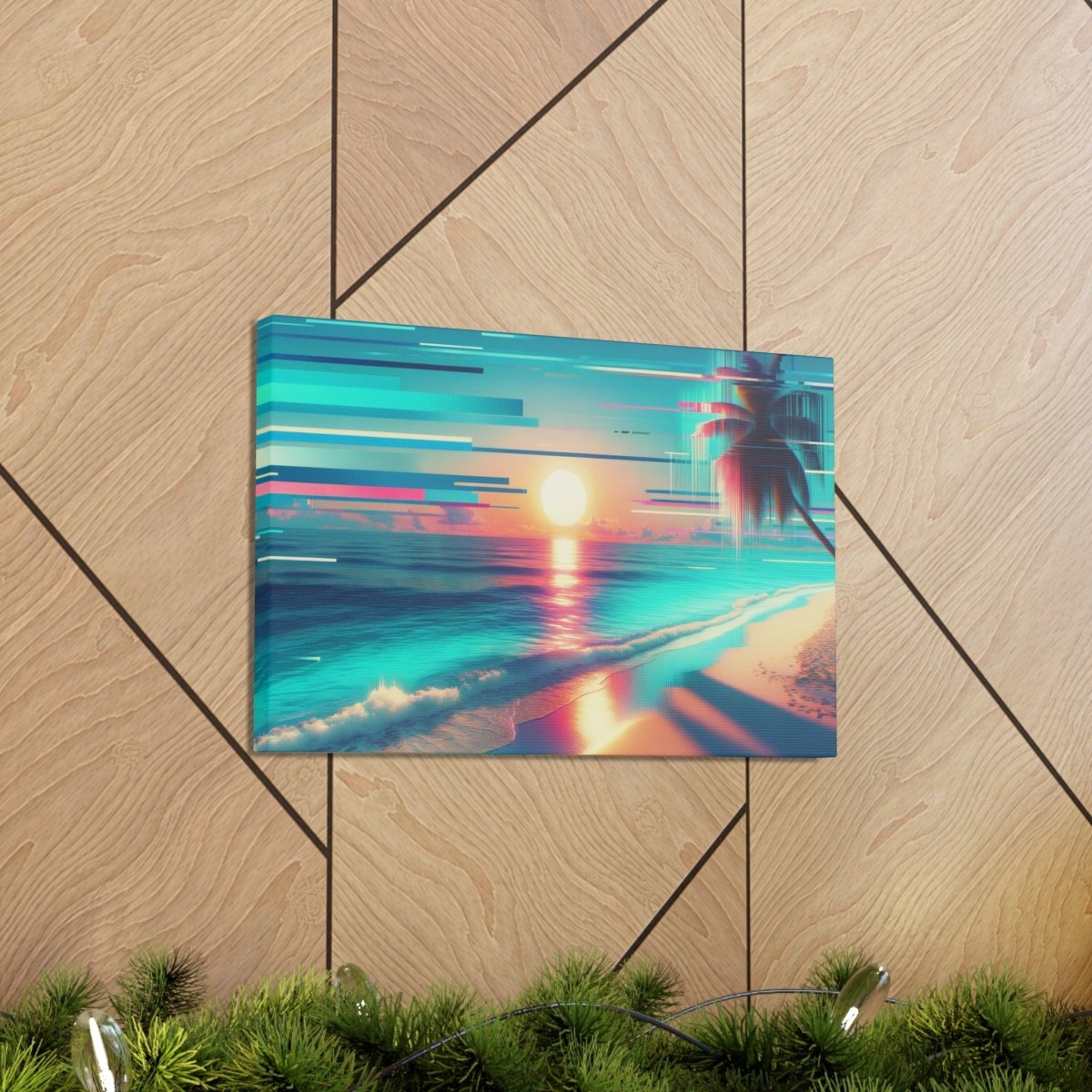 Pixelated Palm Paradise - Glitch Wall Art - Neodigitalis Artimata