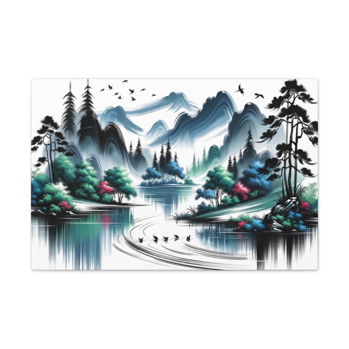 Serenity Peaks Reflection - Chinese Wall Art - Neodigitalis Artimata