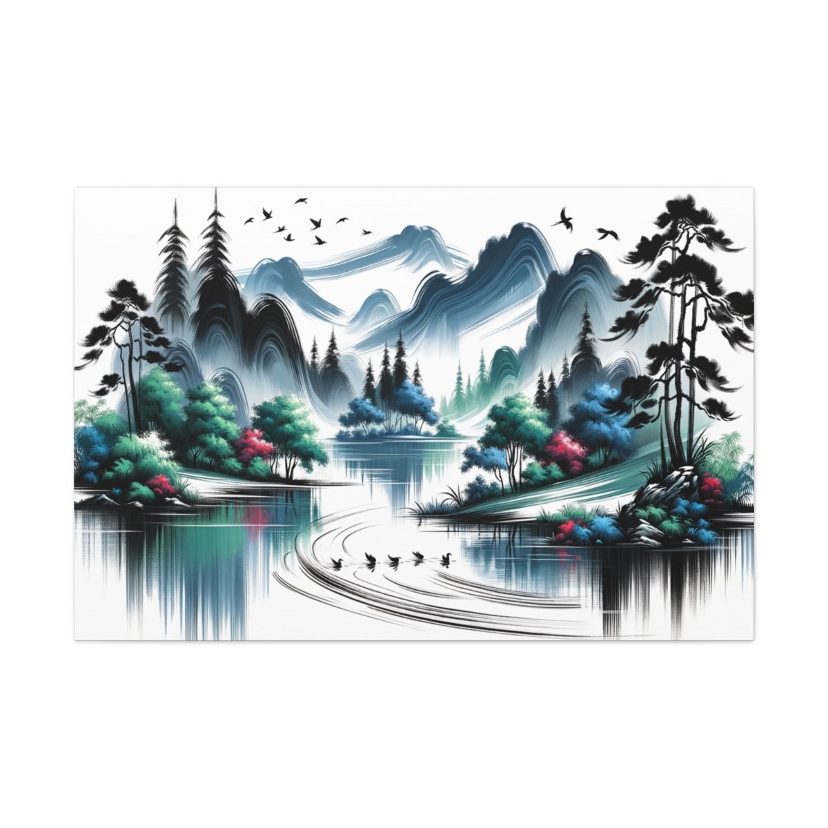 Serenity Peaks Reflection - Chinese Wall Art - Neodigitalis Artimata