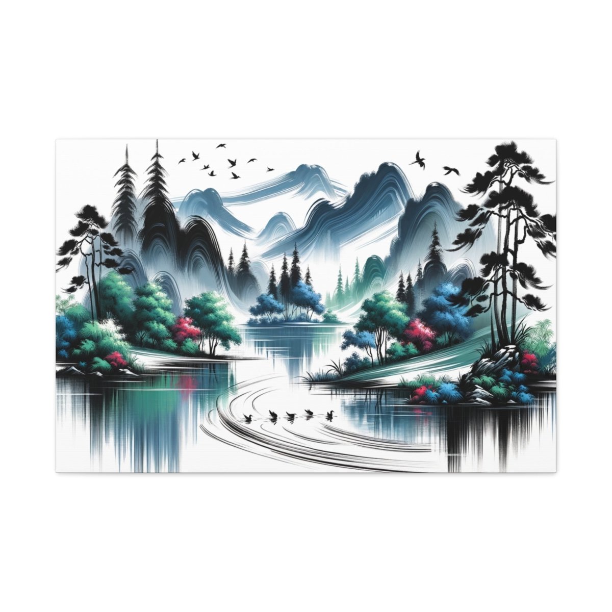 Serenity Peaks Reflection - Chinese Wall Art - Neodigitalis Artimata