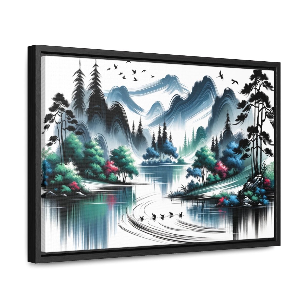 Serenity Peaks Reflection - Framed Chinese Wall Art - Neodigitalis Artimata