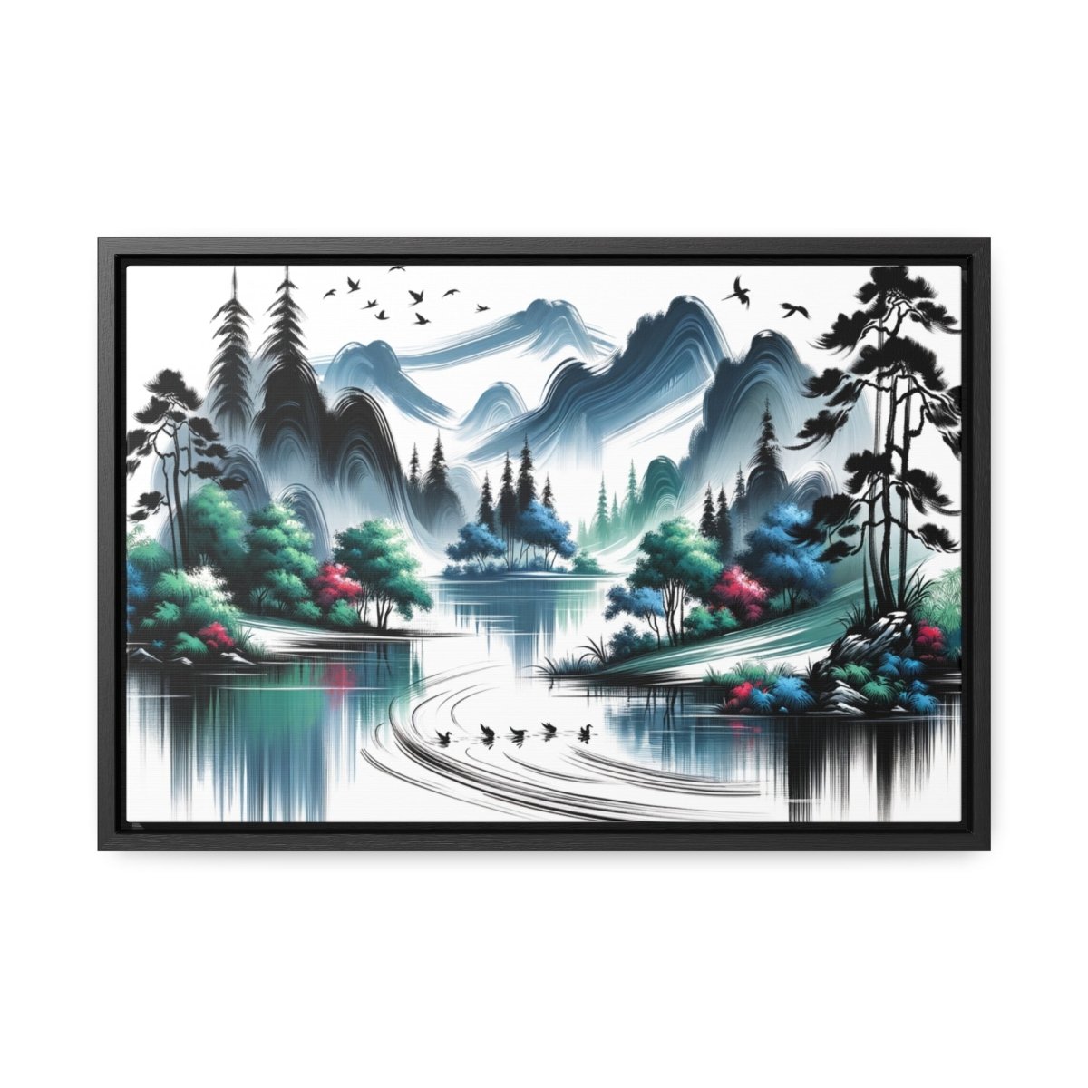 Serenity Peaks Reflection - Framed Chinese Wall Art - Neodigitalis Artimata