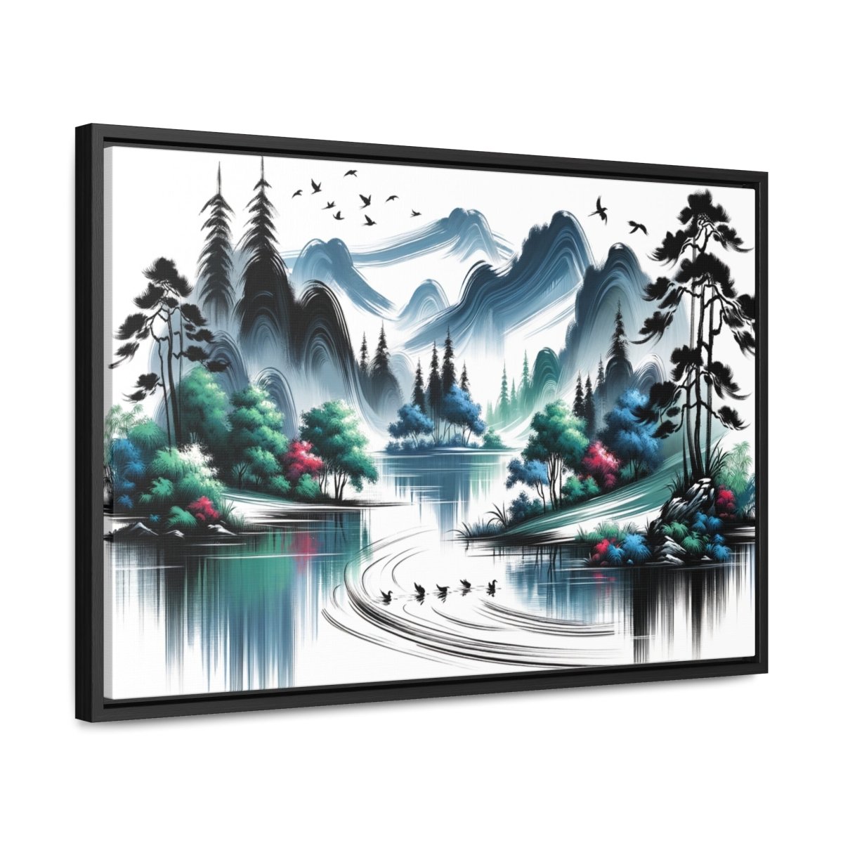 Serenity Peaks Reflection - Framed Chinese Wall Art - Neodigitalis Artimata