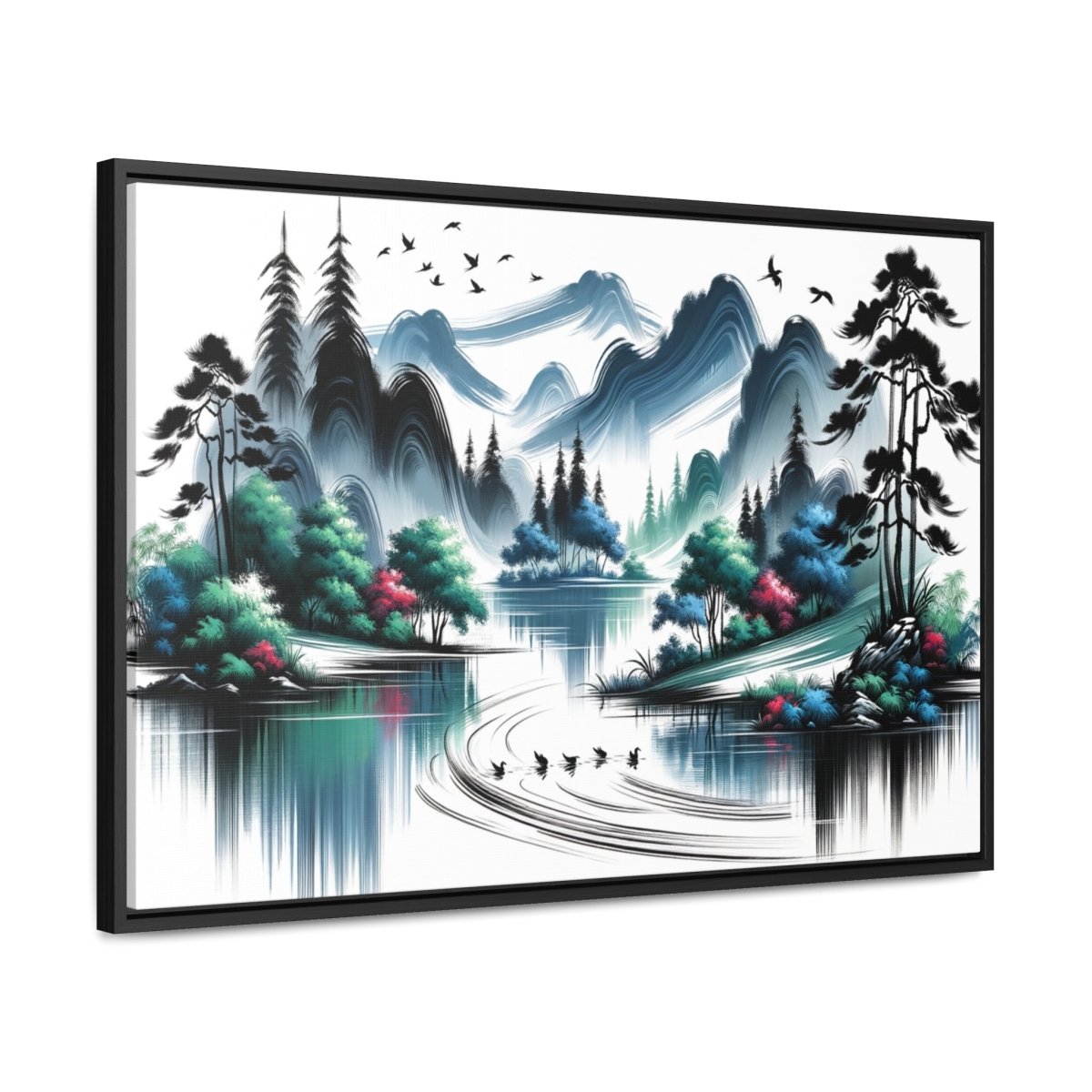 Serenity Peaks Reflection - Framed Chinese Wall Art - Neodigitalis Artimata