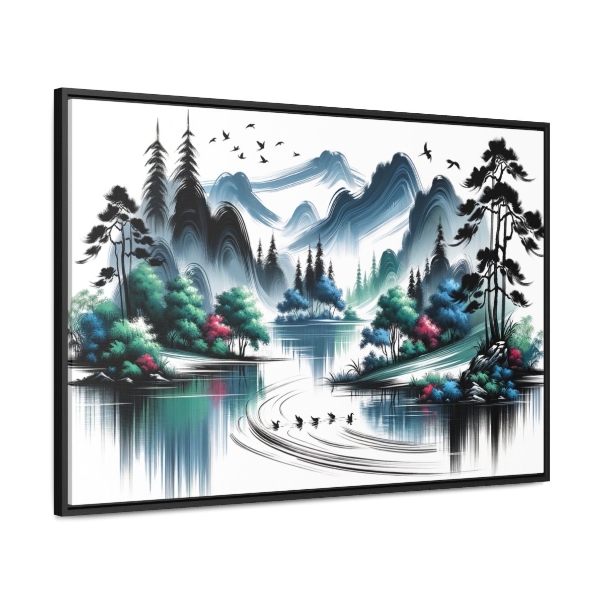 Serenity Peaks Reflection - Framed Chinese Wall Art - Neodigitalis Artimata