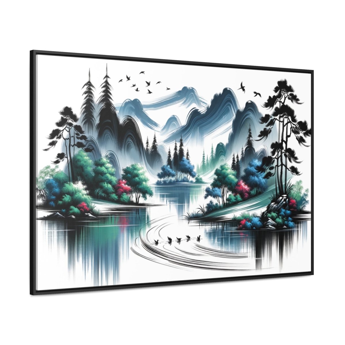 Serenity Peaks Reflection - Framed Chinese Wall Art - Neodigitalis Artimata