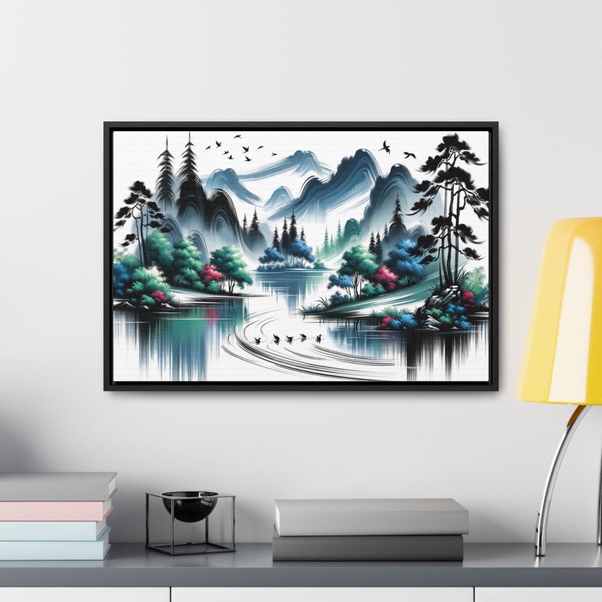 Serenity Peaks Reflection - Framed Chinese Wall Art - Neodigitalis Artimata