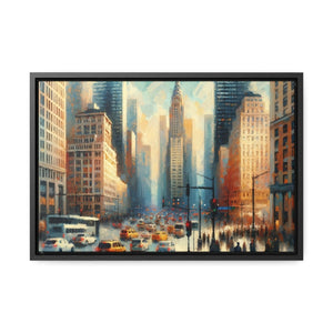 Urban Pulse: Cityscape Vibrance - Framed Impressionist Wall Art