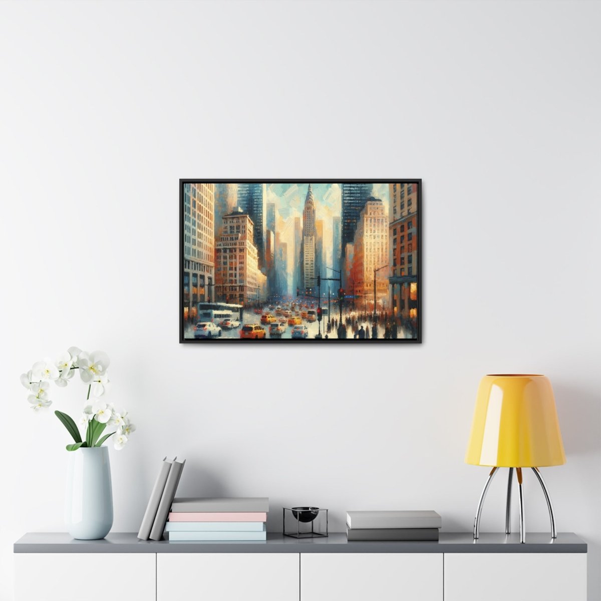 Urban Pulse: Cityscape Vibrance - Framed Impressionist Wall Art - Neodigitalis Artimata