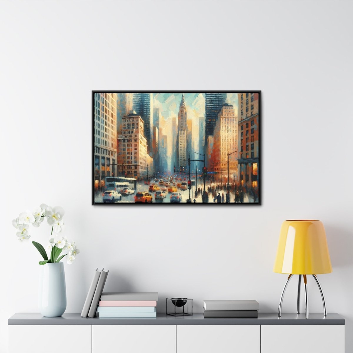 Urban Pulse: Cityscape Vibrance - Framed Impressionist Wall Art - Neodigitalis Artimata