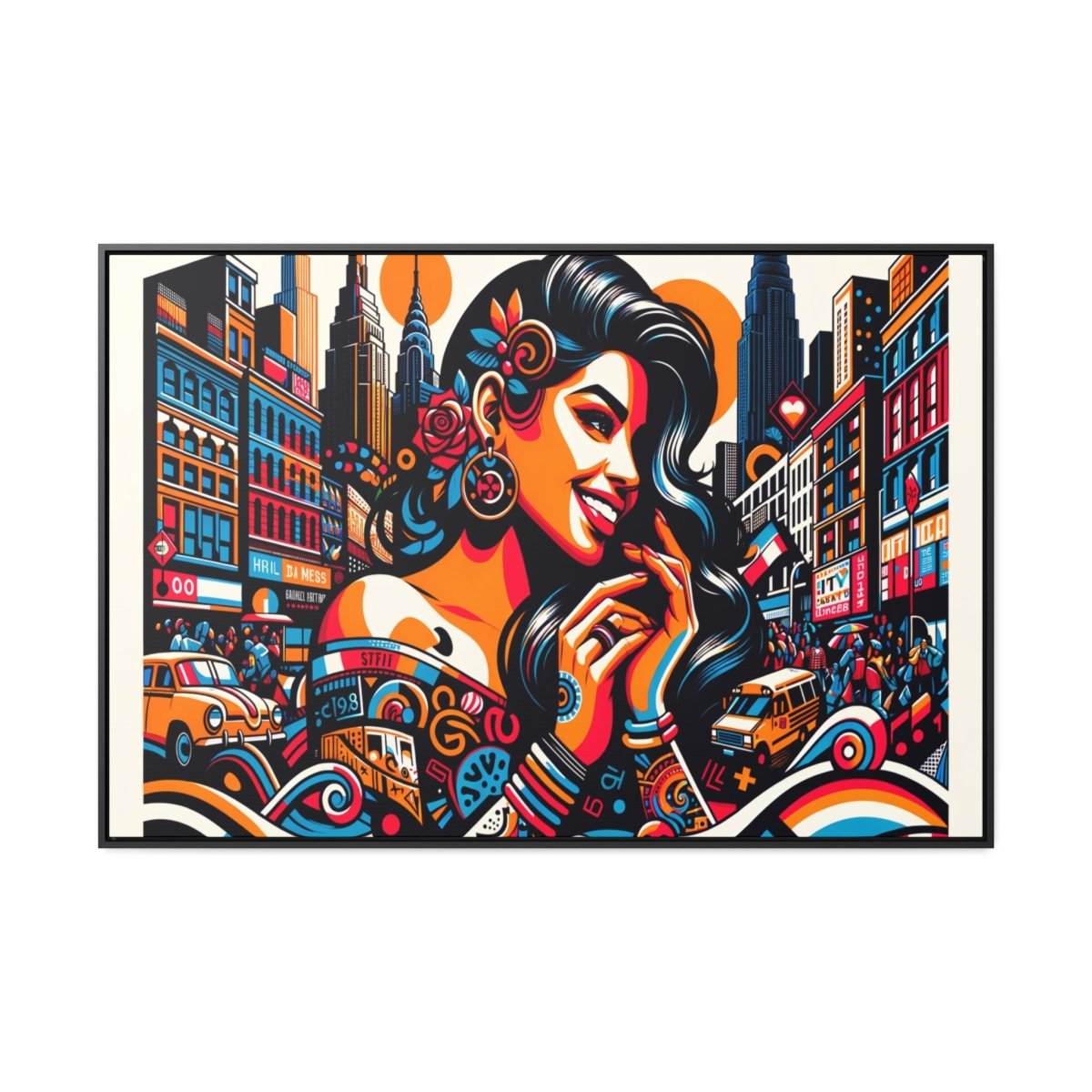 Urban Rhapsody Retro Canvas - Framed Pop Wall Art - Neodigitalis Artimata