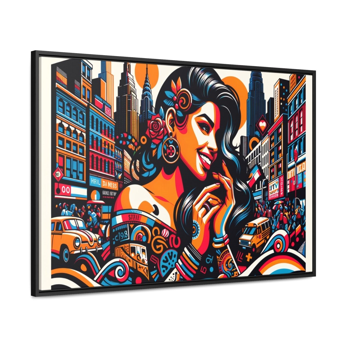 Urban Rhapsody Retro Canvas - Framed Pop Wall Art - Neodigitalis Artimata