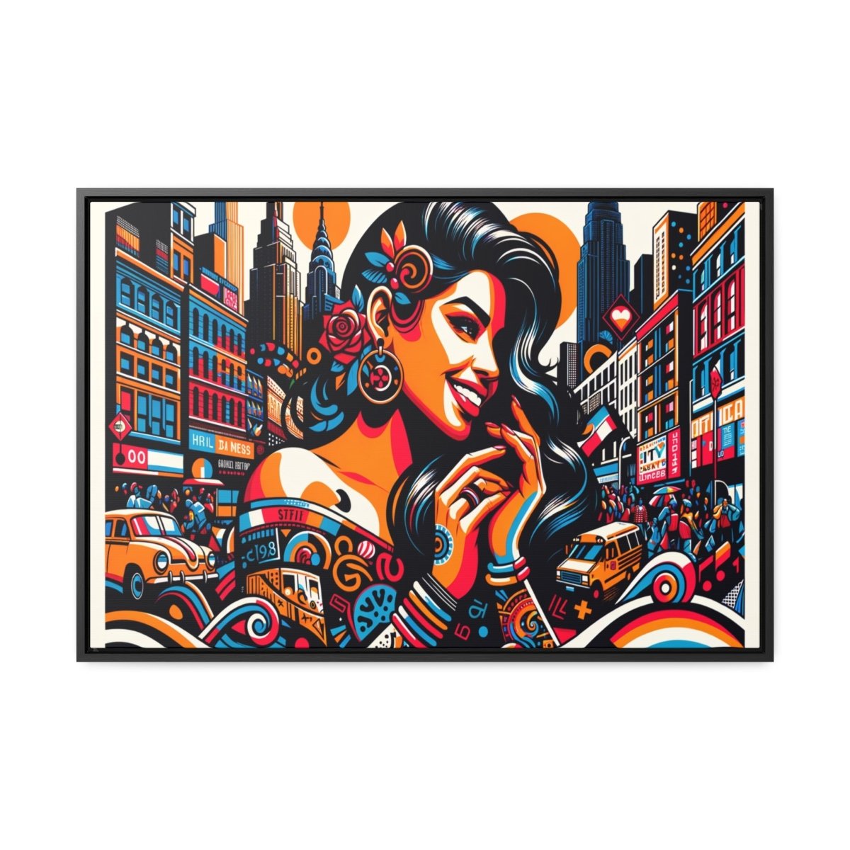 Urban Rhapsody Retro Canvas - Framed Pop Wall Art - Neodigitalis Artimata