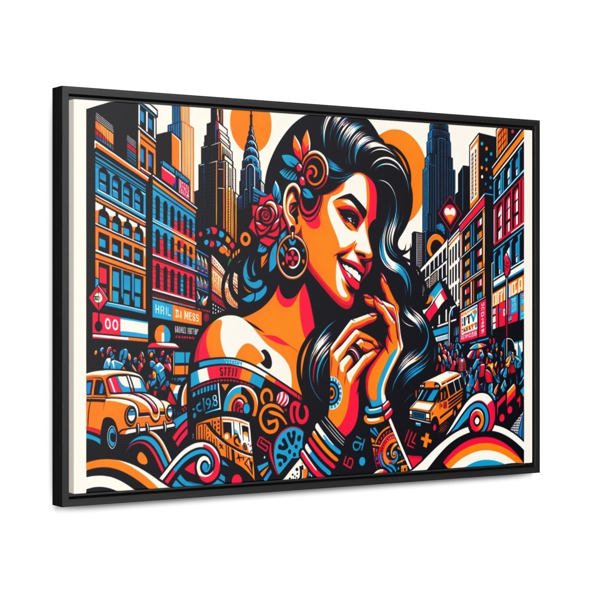 Urban Rhapsody Retro Canvas - Framed Pop Wall Art - Neodigitalis Artimata