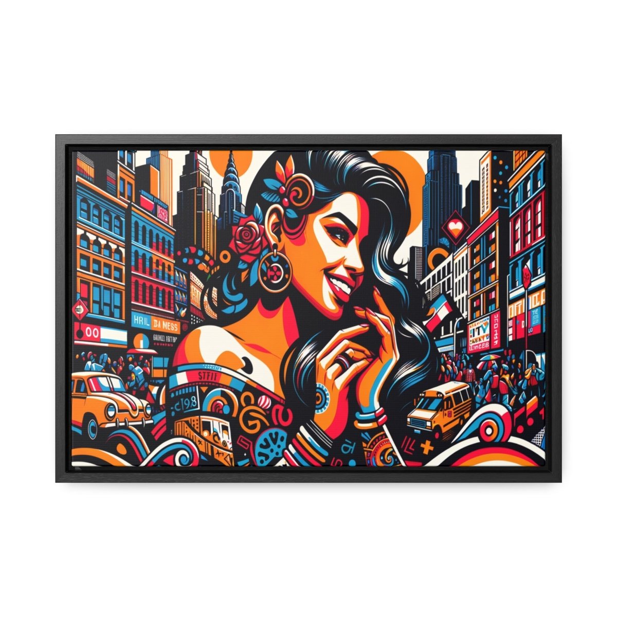 Urban Rhapsody Retro Canvas - Framed Pop Wall Art - Neodigitalis Artimata