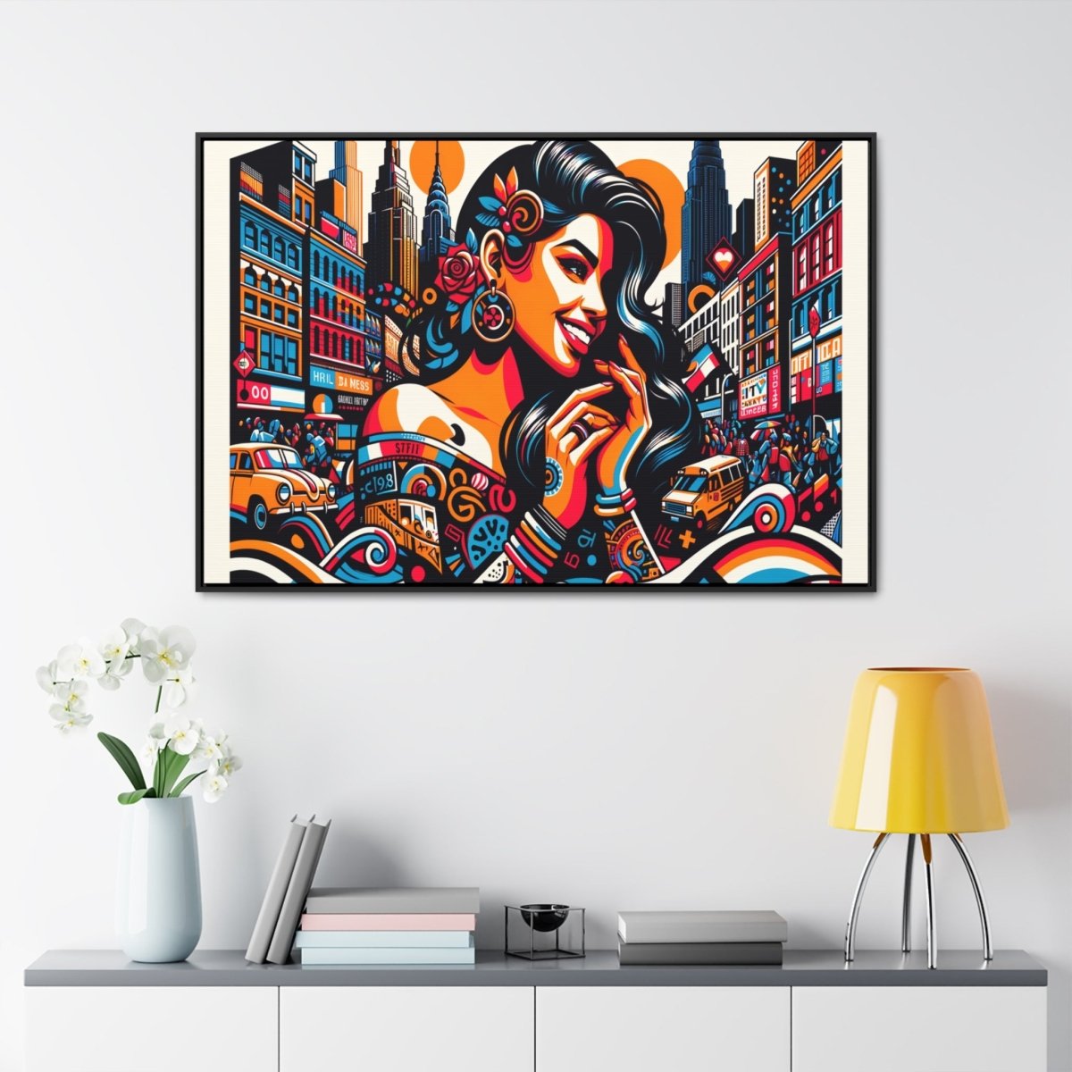 Urban Rhapsody Retro Canvas - Framed Pop Wall Art - Neodigitalis Artimata