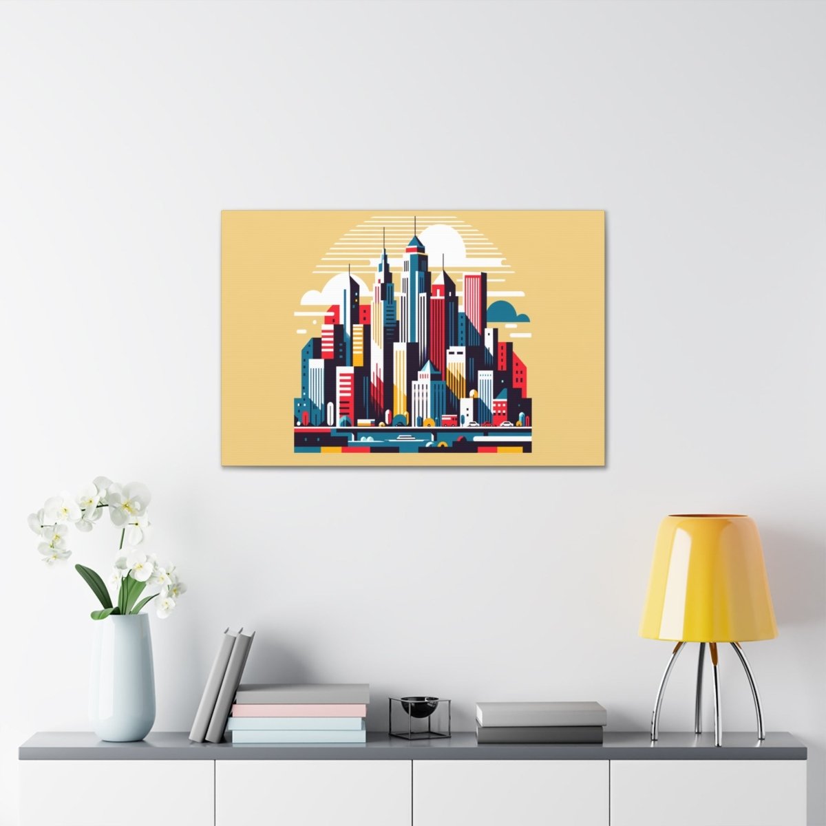 Urban Rhapsody: Retro-Future Skyline - Pop Wall Art - Neodigitalis Artimata